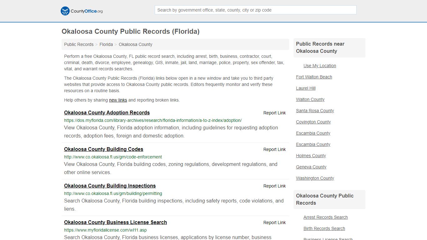 Public Records - Okaloosa County, FL (Business, Criminal ...